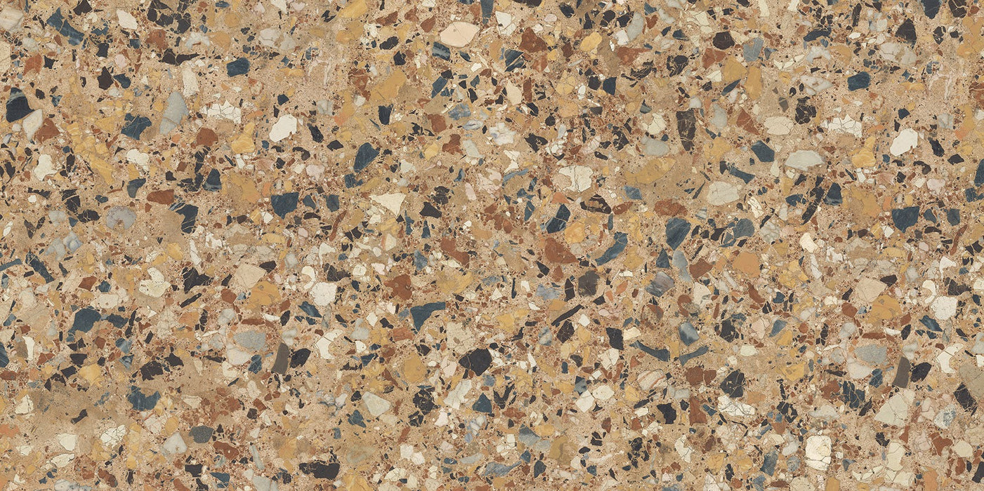 GESANTION TĂIAT DE GRESIE Stuzzi Amber Plăci cu aspect clasic de terrazzo, cu suprafață periată 4D | 60 cm x 120 cm