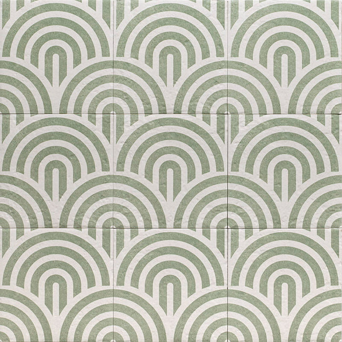 Chouette Salbeigrün Dekor Bögen Wand- und Bodenfliesen 20 cm x 20 cm