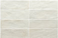 Zellige Siliciumweiß Matt Brick Fliese im marokkanischen Stil im Format 6,5 × 20 cm, aus der Nähe gezeigt. Das sanfte, matte Off-White-Finish mit feiner Oberflächenvariation betont die handgefertigte Optik und die dezente Textur.