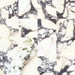 Fayrouz Calacatta Viola honed natural marble tile in a 15.2cm x 15.2cm square format, featuring a creamy white background with bold purple veining and subtle warm gold tones, creating a luxurious and timeless natural stone finish.