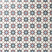 Agadir Atlas Mini Moroccan-style 15x15cm porcelain floor tiles laid in a repeating geometric star pattern, featuring a multicolour palette of soft blue, burgundy, black and cream.