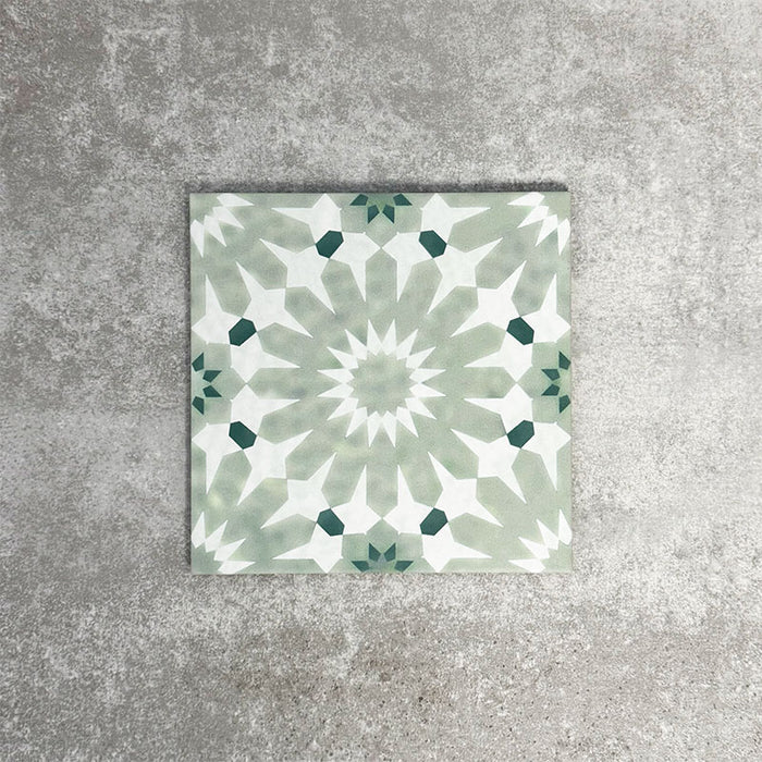 GANZE FLIESENPROBE Fez Jadegrün 20 cm x 20 cm