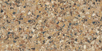 Close-up of the Stuzzi Amber 60x120cm terrazzo style porcelain tile, featuring a warm amber-toned base with a blend of large and small stone fragments in cream, ochre, rust, charcoal and soft grey. The realistic 4D brushed finish enhances the depth and texture, creating an authentic terrazzo effect.