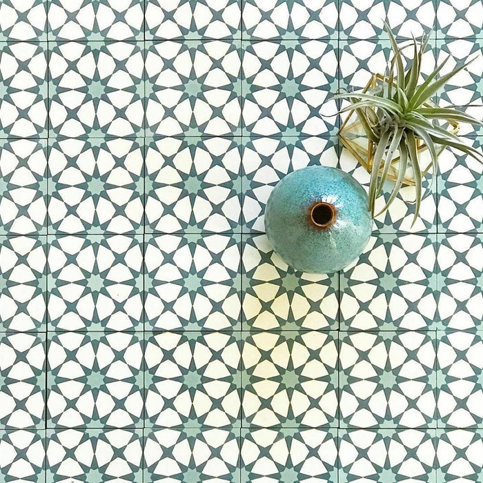 GANZE FLIESENPROBE Agadir Grün Marokkanische Fliese 20cm x 20cm