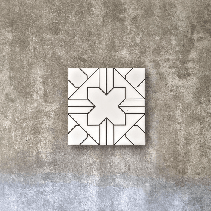 ÉCHANTILLON COMPLET DE CARRELAGE Almeira Palast Noir & Blanc 20cm x 20cm