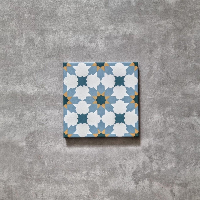 Madeira Blau & Gelb Marokkanische Fliese 20cm x 20cm