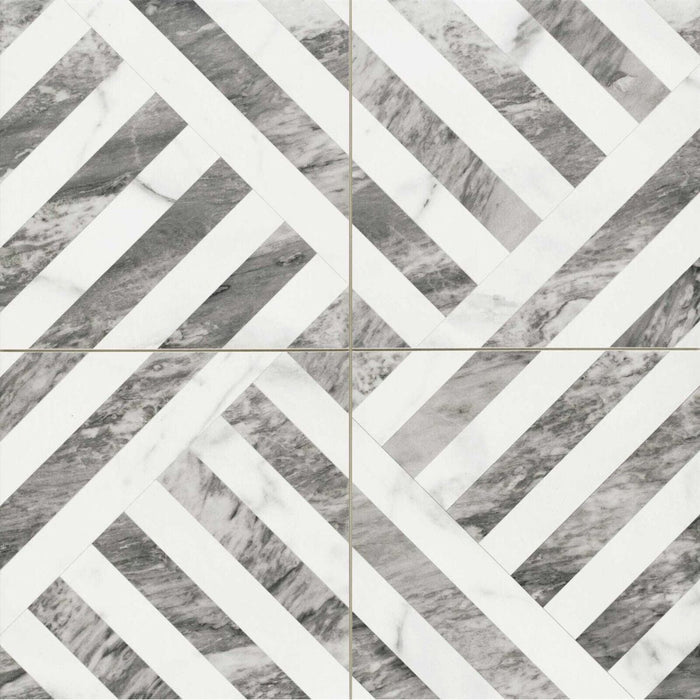 Decaprio marmurowy wzór w kolorze srebrnoszarym - wzorzyste płytki porcelanowe na ścianę i podłogę 44 cm x 44 cm