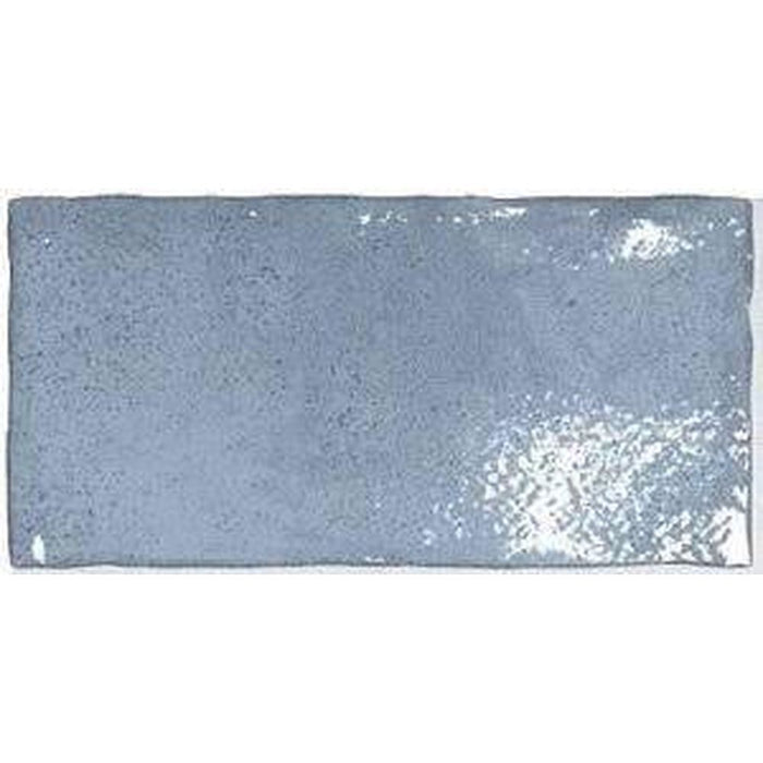 KOGU PLAADINÄIDIS Dordogne Ash Sinine Rustikaalne läikiv seinaplaat 7,5 cm x 15 cm