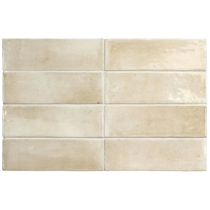 VOLLFLÄCHIGE MUSTERFLIESE Atlas Cremig-Weiß Mini Brick GLOSS Fliese 5cm x 15cm
