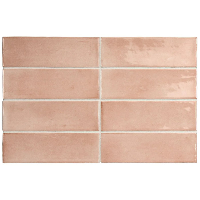 Atlas Pink Mini Brick | glänzende Fliese | 5cm x 15cm