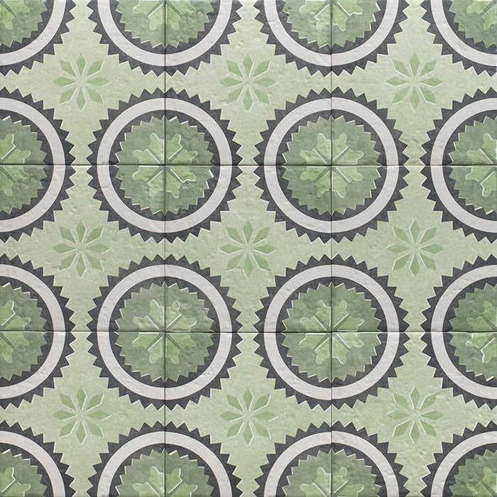Chouette Salbeigrün Decor Circles Wand- und Bodenfliesen 20 x 20 cm