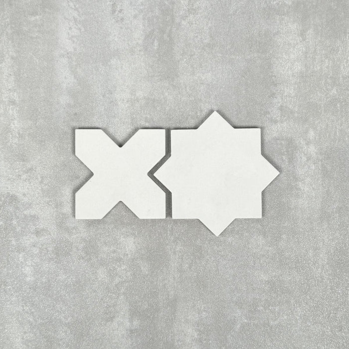 Dohar Weißer Stern & Kreuz I Wand- und Bodenfliese