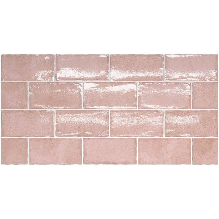 Dordogne Rosa Rustikale azulejo de pared brillante 7,5 cm x 15 cm
