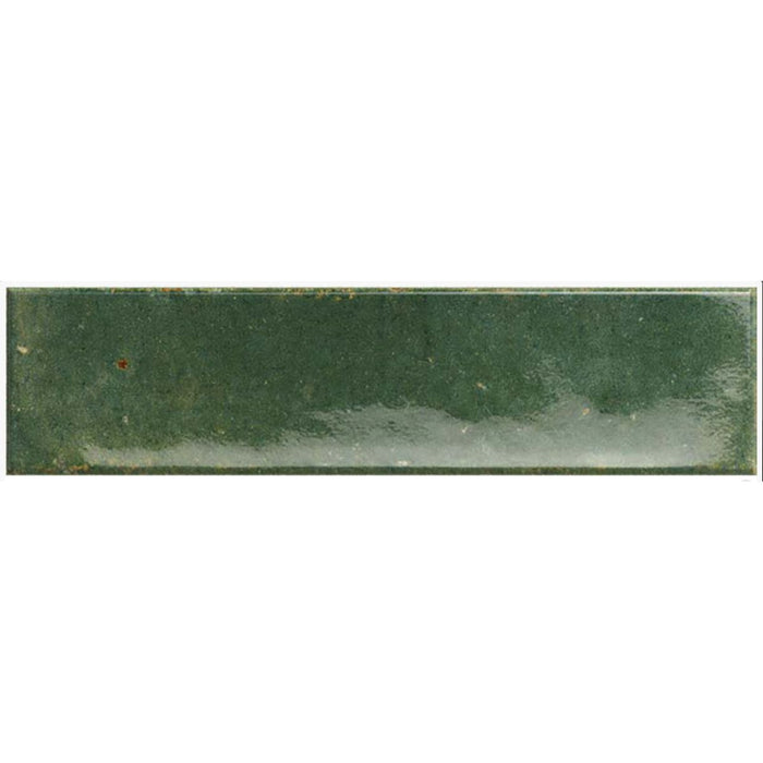 Elazar Olivgroene Baksteen Glanzende Wandtegel 6cm x 25cm