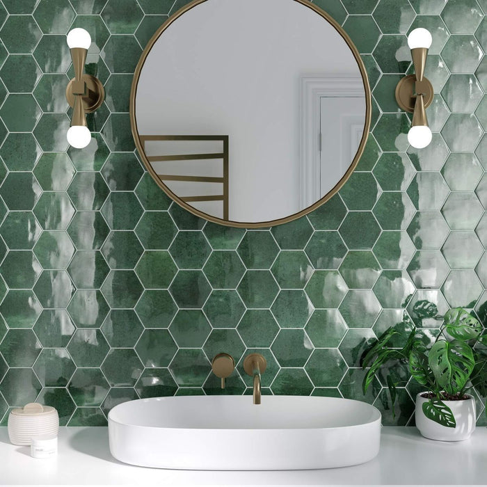 Elazar Olivgroen Hexagon Glanzende Porseleinen Wand- en Vloertegel 11,8 cm x 10,2 cm