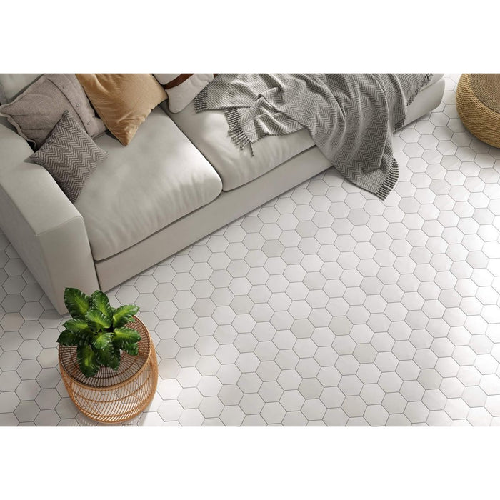 Elazar Weiß Hexagon Mat Porselein Wand- en Vloertegel 11,8 cm x 10,2 cm