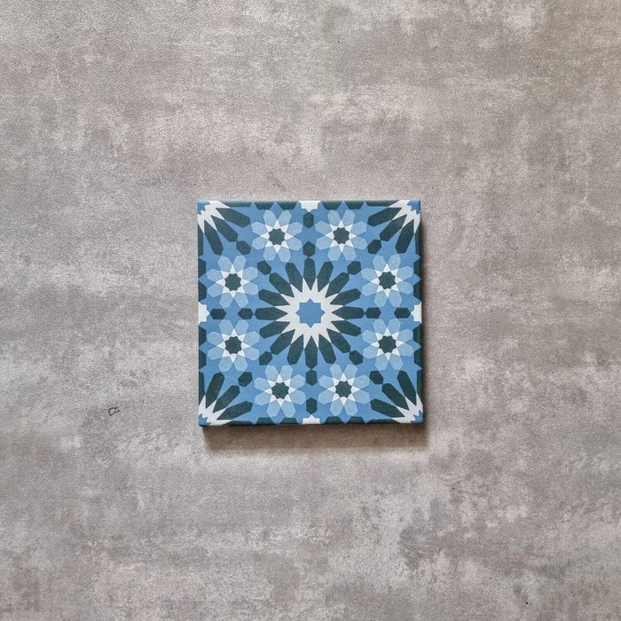 Fez Seeuferblau | Marokkanischer Stil | 20cm x 20cm