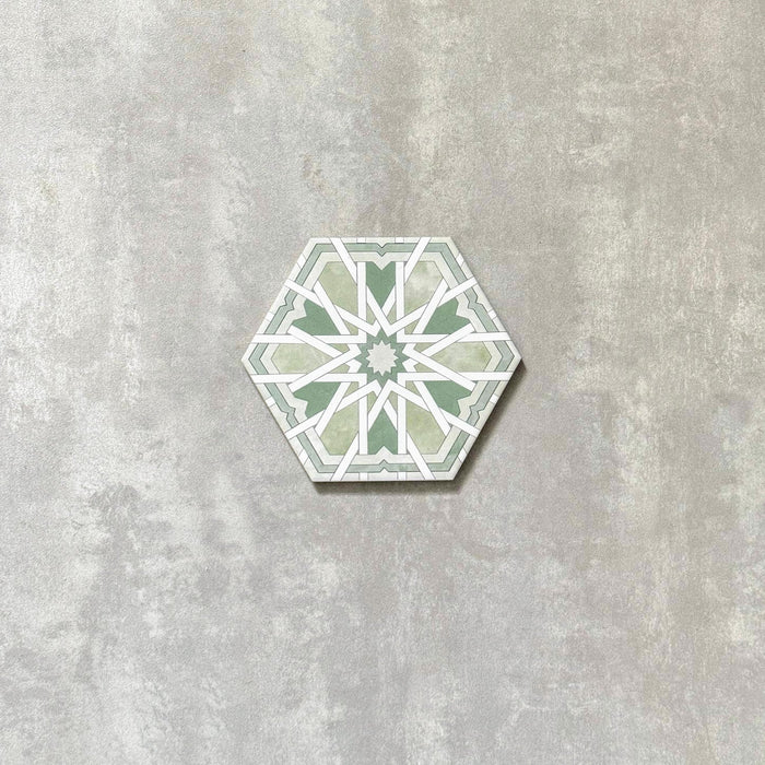 HELE TEGELSTAL Medina Hormuz Groen Hexagon Marokkaans 18,7 cm x 21,6 cm
