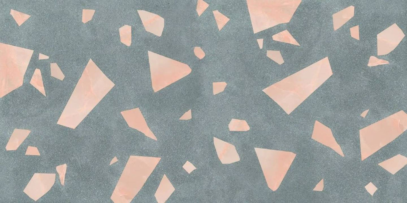 GESCHNITTENE FLIESENPROBE MELODIE ROCK TERRAZZO GRÜN 60 × 120 cm