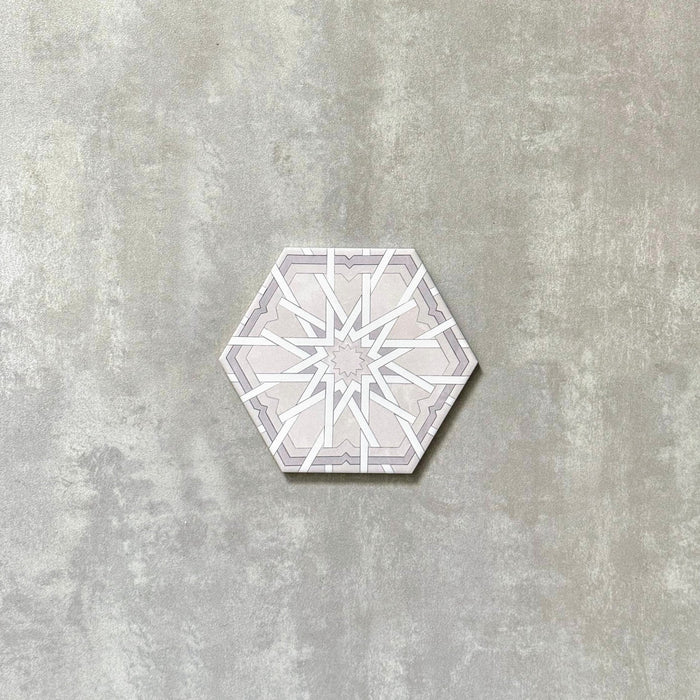 GANZE FLIESENPROBE Medina Hormuz Schneeweiß Hexagon Marokkanisch 18,7 cm x 21,6 cm