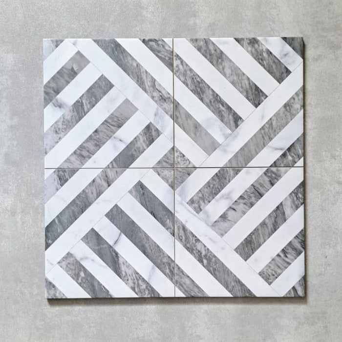 Decaprio marmurowy wzór w kolorze srebrnoszarym - wzorzyste płytki porcelanowe na ścianę i podłogę 44 cm x 44 cm