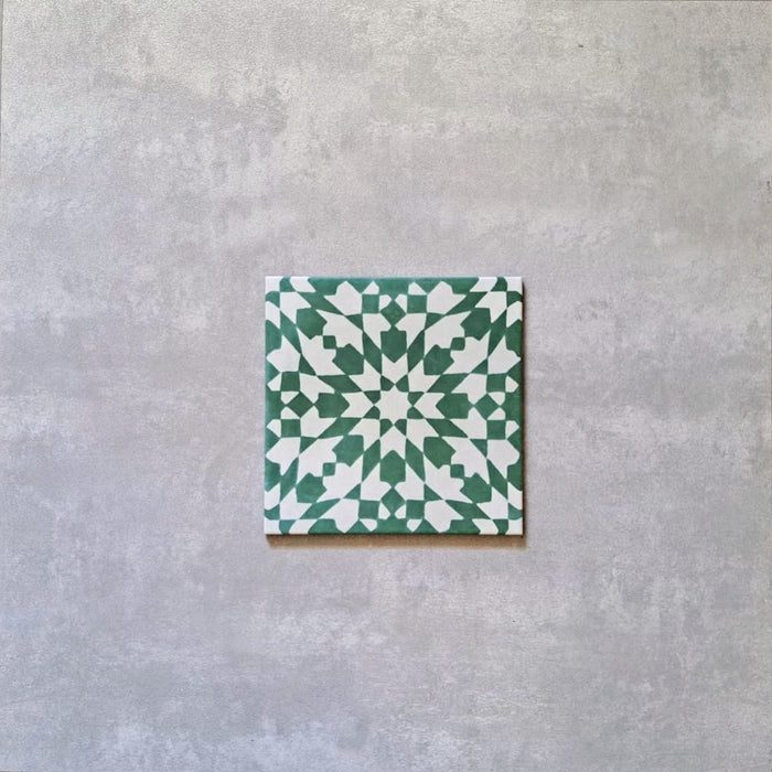 PROBĂ DE FAIANȚĂ ÎNTREAGĂ Kasbah Ottomană Verde Marin Porțelan Anti-Alunecare 20cm x 20cm