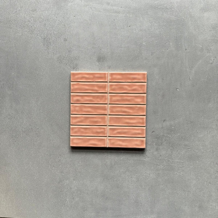 CAMPIONE INTERO DI PIASTRELLA Bastoncini Pasticceria | Rosa Corallo | Lucentezza Satinata | 20 cm x 20 cm