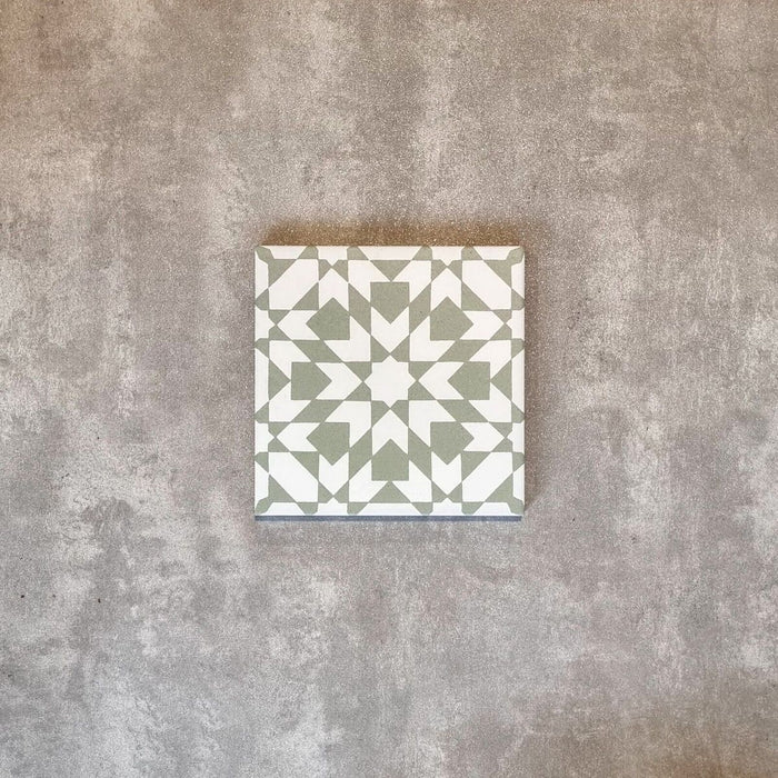 CELÁ VZORKA DLAŽBY Kasbah Ottomane šalviovo zelená porcelán protišmyková 20 cm x 20 cm