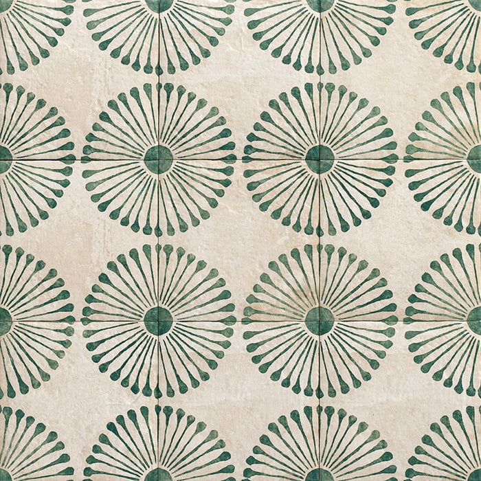 GANZE FLIESENPROBE Cordoba Palmas Grün Dekor 20cm x 20cm