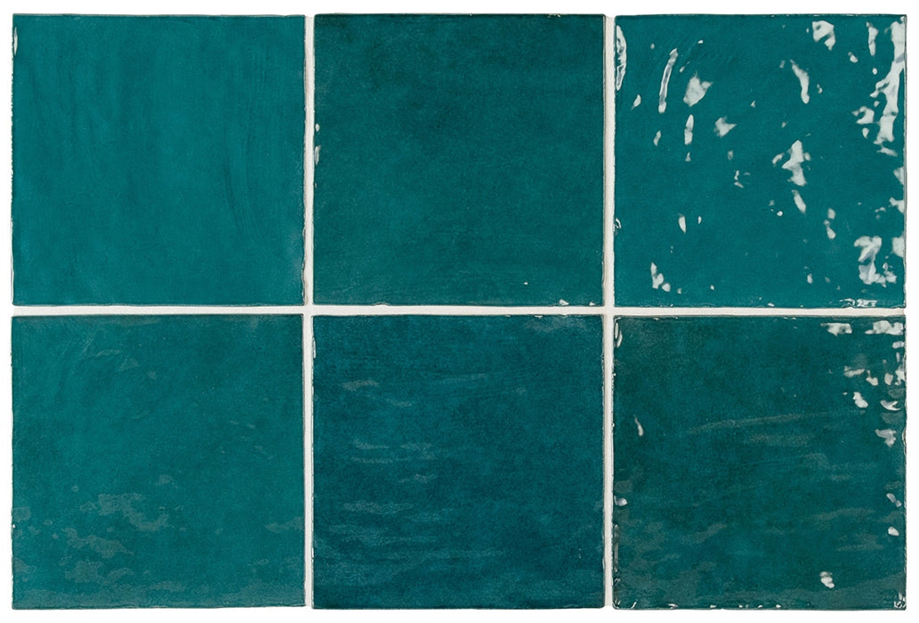HELE TEGELSTAL Zellige Pauwgroen | Vierkant Marokkaans | 13,2 cm x 13,2 cm