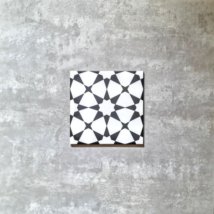 CELÁ VZORKA DLAŽBY Agadir Čierna & Biela Marocká dlaždica 20cm x 20cm