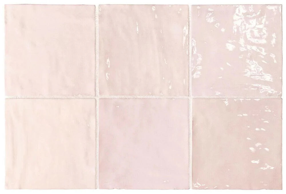 HELE TEGELSTAL Zellige Rosa Nebel | Vierkant Marokkaans | 13,2 cm x 13,2 cm
