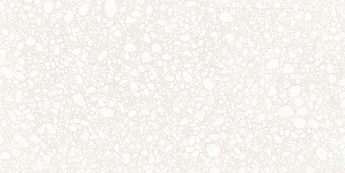 GESCHNITTENE FLIESENPROBE Melodie Pop Terrazzo Weiß 60 × 120 cm