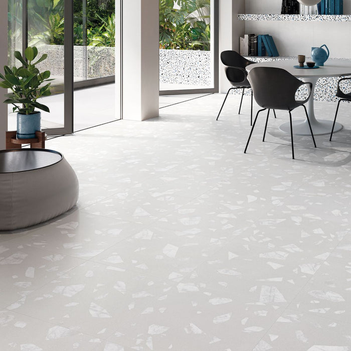 Melodie Rock Terrazzo Weiß 60 × 60 cm