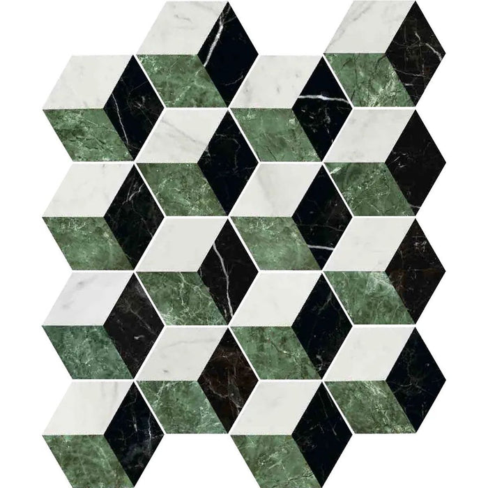 Roma Grün Mix Hexagon-Wand- und Bodenfliese aus Porzellan, matt, rutschfest, 15 cm x 17,3 cm