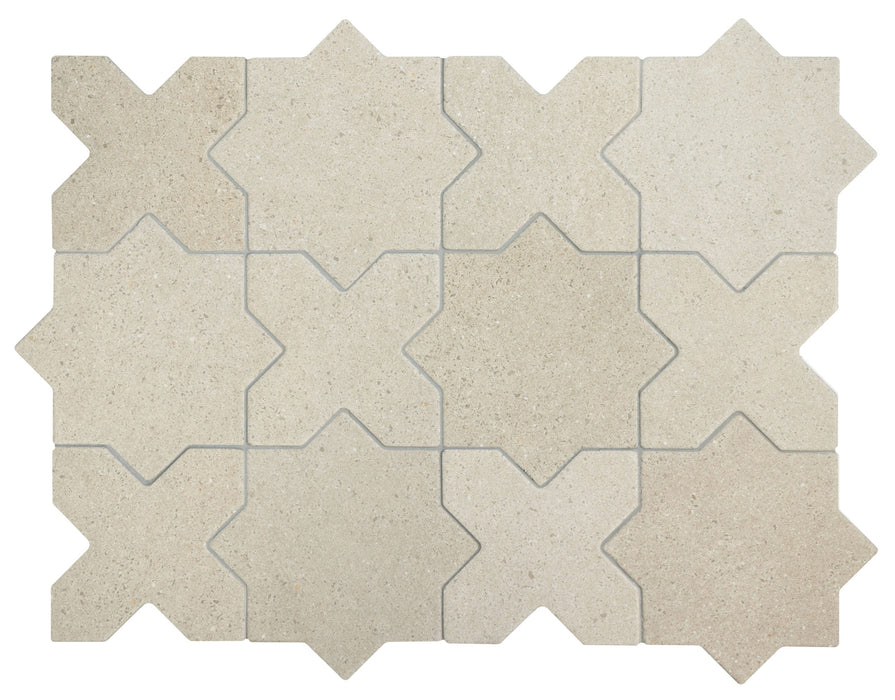 GANZE FLIESENPROBE Dohar Sandbeige Stern & Kreuz I Wand- und Bodenfliese