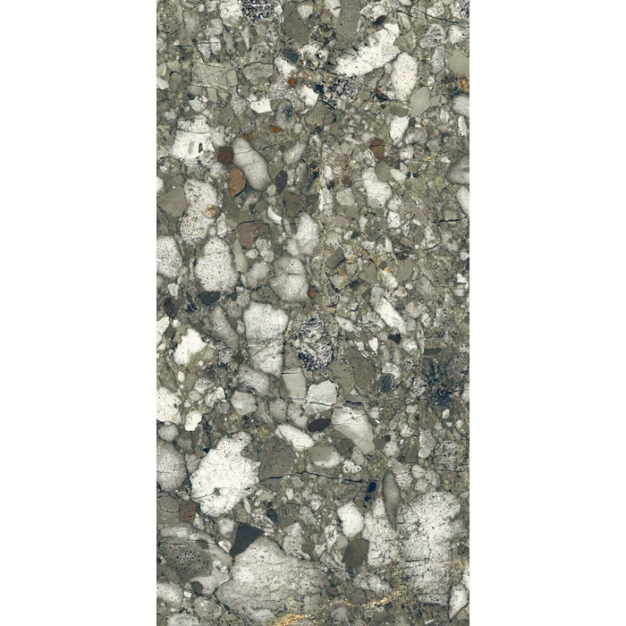 GESCHNITTENE FLIESENPROBE (Schnittstück ca. 15cm x 30cm) Venezianisch Smaragd-Grün Matt | Terrazzofliese | 60cm x 120cm