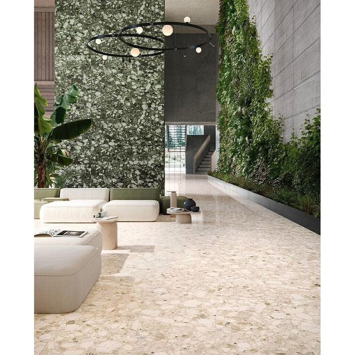 Venezianisch Elfenbein Matt | Terrazzofliese | 90cm x 90cm