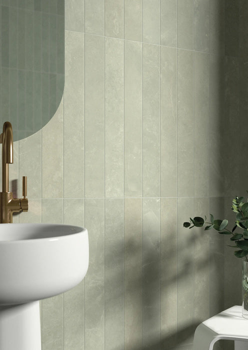 Izmir Verde Grün Marmoreffekt Wand- und Bodenfliesen 7,5 cm x 60 cm