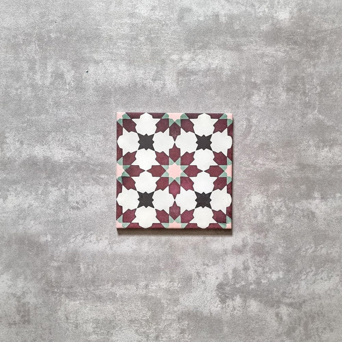 Madeira Bordeaux Marokkansk flise 20cm x 20cm
