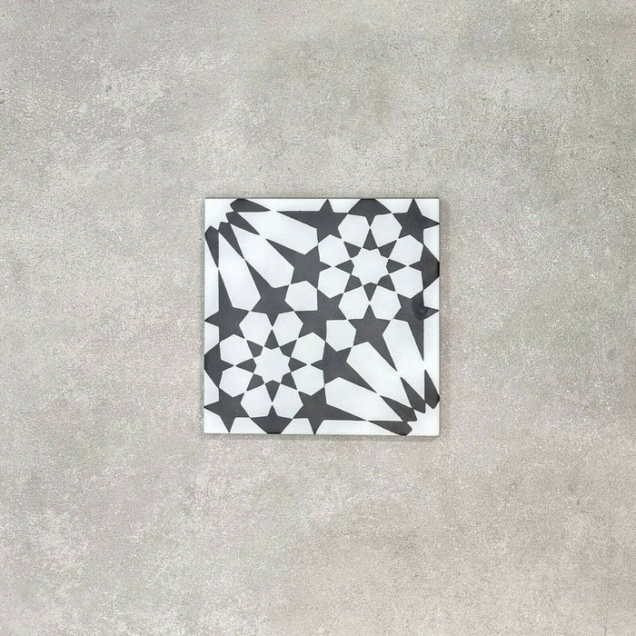 GANZE FLIESENPROBE Fez Winter Schwarz & Weiß Marokkanische Fliese 20cm x 20cm