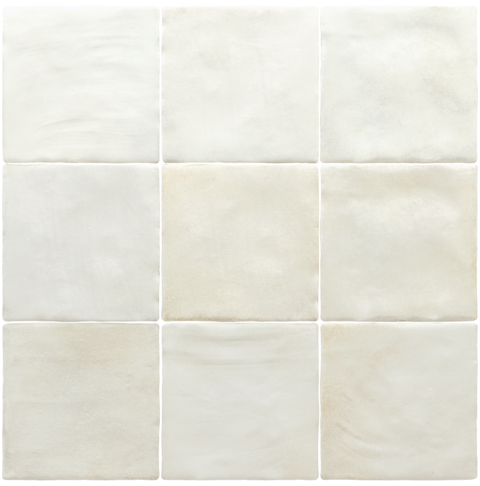 Zellige Siliciumweiß Mattes Quadrat | Marokkanischer Stil | 10cm x 10cm